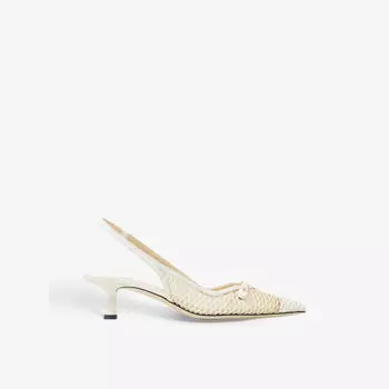 Туфли Amita 45 из сетки и кожи с пяткой на пятке Jimmy Choo, белый