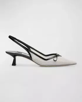 Туфли Amita с сетчатыми ремешками и пяткой на пятке Jimmy Choo, цвет Latte/Black