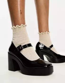 Туфли ASOS DESIGN Pound Platform Mary Jane Heeled, черный