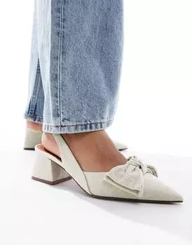 Туфли ASOS Symphony из натурального материала с бантом, ремешком на пятке и средним каблуком