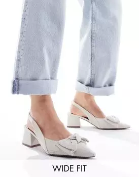 Туфли ASOS Symphony из натурального материала с бантом, ремешком на пятке и средним каблуком, широкая посадка
