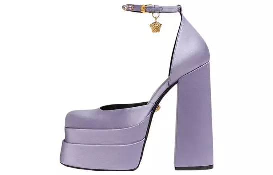 Туфли атласные Versace на платформе 155 мм, сиреневый