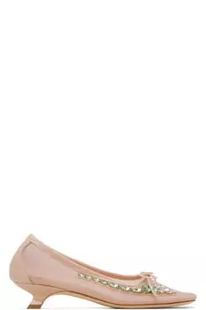 Туфли-балетки с розовыми цветочными украшениями и сеткой Simone Rocha