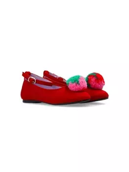 Туфли-балетки Stella McCartney Kids Fluffy Fruit, красный