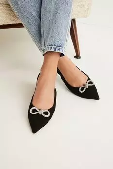 Туфли-бантики на открытой пятке Forever Comfort на плоском каблуке Next, черный