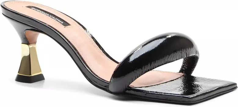 Туфли BCBGMAXAZRIA Favari Puffy Leather Sandal with Gold Heel, цвет Black Patent
