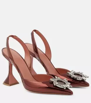 Туфли begum с зеркальной пяткой и пяткой на пятке Amina Muaddi, коричневый