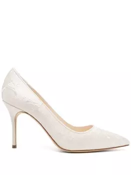 Туфли Berola 90 с вышивкой Manolo Blahnik, белый