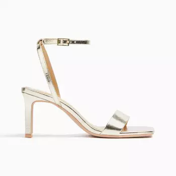 Туфли Bershka Heeled Slingback Strap, золотой