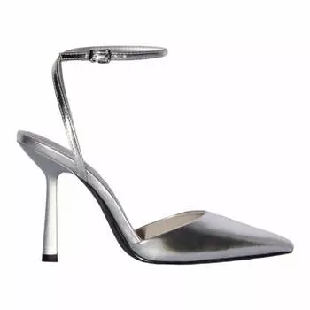 Туфли Bershka High-heel Metallic Slingback, серебряный