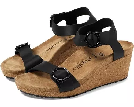 Туфли Birkenstock Papillio by Birkenstock Soley Wedge Sandal - Leather, цвет Black Leather 2