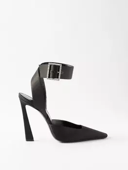 Туфли blade 110 из шелкового атласа, украшенные кристаллами Saint Laurent, черный