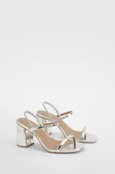 Туфли Boohoo на блочном каблуке, серебряный