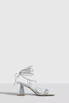 Туфли Boohoo с ремешками, серебряный