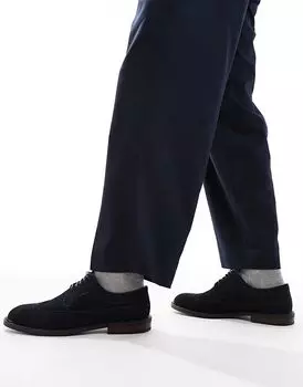 Туфли-броги на шнуровке из темно-синей замши ASOS DESIGN