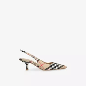 Туфли Burberry Check Dame с открытой пяткой, бежевый