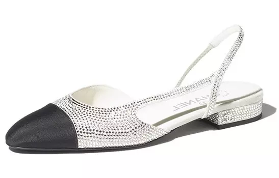 Туфли Chanel Grosgrain Strass, серебряный / черный