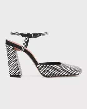 Туфли Charlotte Crystal с ремешком на щиколотке Amina Muaddi, цвет Black And White