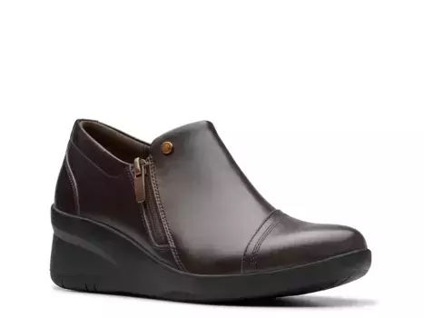 Туфли Clarks Suttyn Zip Wedge Slip-On, шоколадная кожа