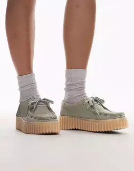 Туфли Clarks Torhill Bee из вымытого зеленого нубука