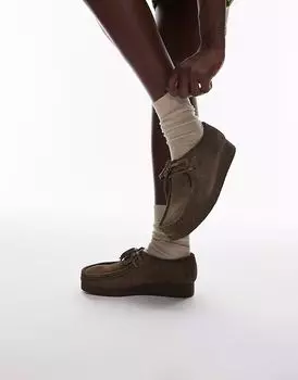 Туфли Clarks Wallabee Evo из замши оливкового цвета