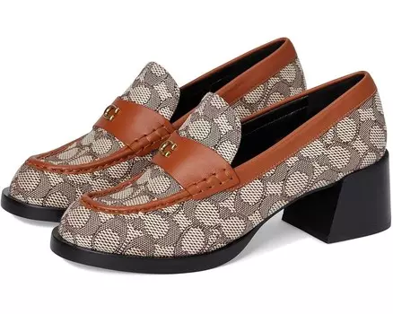 Туфли COACH Natalie Loafer In Signature Textile Jacquard, цвет Cocoa/Burnished Amber