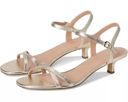 Туфли Cole Haan Leni Kitten Heel Strappy Sandals 40mm, цвет Soft Gold Leather