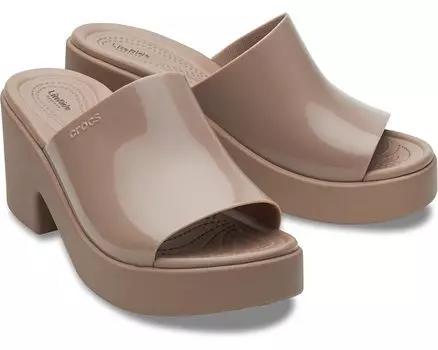 Туфли Crocs Brooklyn Slide Heel, цвет Latte/High Shine