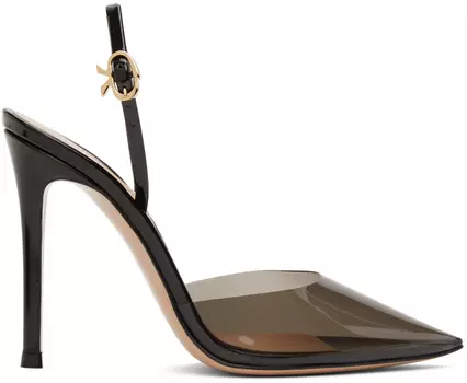 Туфли D'Orsay Plexi 105 с черной лентой на каблуке Gianvito Rossi