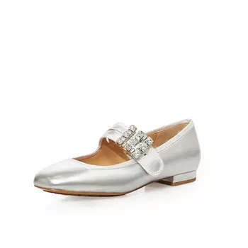 Туфли Deep Breath на плоской подошве с квадратным носком и пряжкой, серебряный