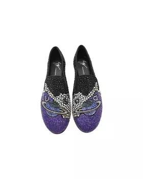 Туфли для курения Giuseppe Zanotti с кристаллами Uranus из черной замши, черный