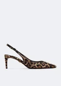Туфли Dolce&Gabbana Embellished Slingback, животный принт