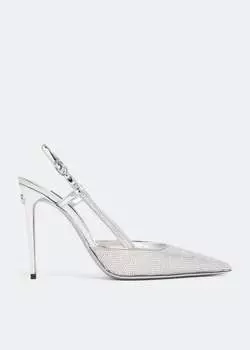 Туфли DOLCE&GABBANA Kim satin slingback pumps, серебряный