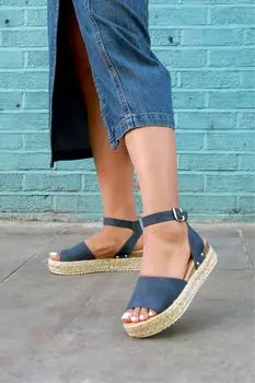 Туфли-двойки Moonlight на толстой подошве вдохновленные эспадрильями Linzi, синий