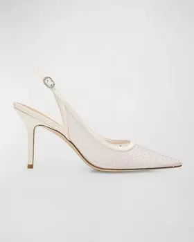 Туфли Emilia с сетчатой спинкой и ремешком на пятке Stuart Weitzman, цвет White Frosted White