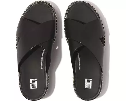Туфли FitFlop Eloise Espadrille Leather Wedge Cross Slides, черный