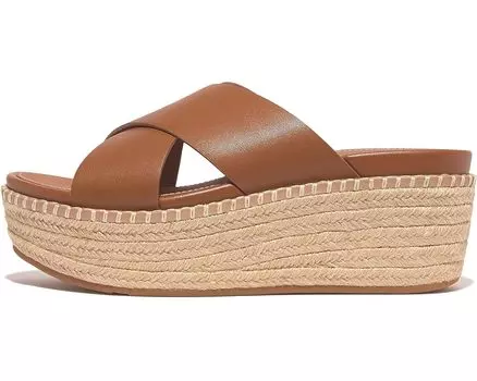 Туфли FitFlop Eloise Espadrille Leather Wedge Cross Slides, цвет Light Tan