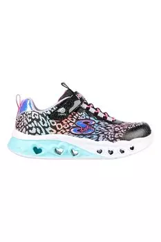 Туфли Flutter Heart с липучками и светодиодной подсветкой Skechers, черный