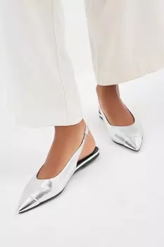 Туфли Forever Comfort на открытом каблуке с эффектом металлик Next, серебряный