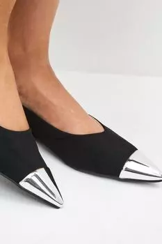 Туфли Forever Comfort на открытом каблуке с эффектом металлик Next, черный