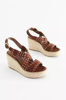 Туфли Forever Comfort на танкетке с люверсами Next, коричневый