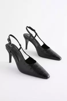 Туфли Forever Comfort на высоком каблуке с острыми носами и ремешком на пятке Next, черный