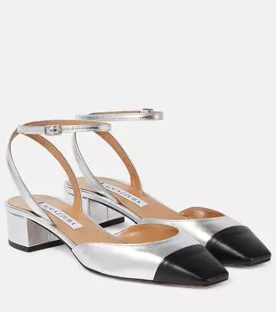 Туфли french flirt 35 из кожи металлик Aquazzura, серебро