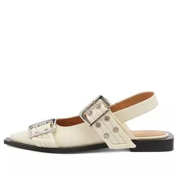 Туфли Ganni Feminine Buckle Ballerina, цвет Cream