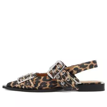 Туфли Ganni Feminine Buckle Ballerina Print Ballet Shoes, цвет Leopard