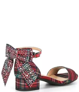 Туфли GB для девочек на блочном каблуке в клетку со стразами и бантом для девочек Whimsy-Girl (для малышей), красный