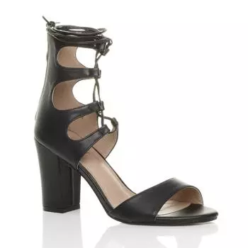 Туфли Ghillie на высоком блочном каблуке со шнуровкой и ремешками AJVANI, черный