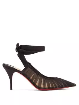 Туфли goya ruban 80 со складками из тюля Christian Louboutin, черный