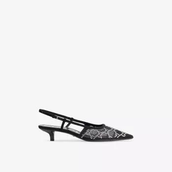 Туфли Gucci GG Crystal с открытой пяткой и принтом из логотипом, черный