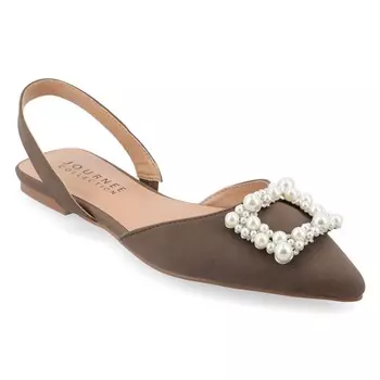 Туфли Hannae с открытой пяткой на плоской подошве Journee, коричневый